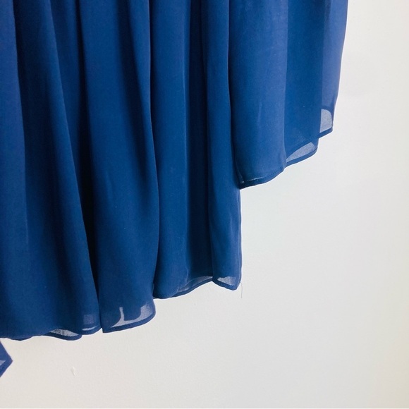 Anthropologie Love Sam silk navy blue off the shoulder chiffon lined boho top. S - Picture 6 of 9